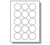 Label Planet® 15 Per Page/Sheet, 100 Sheets (1500 Round Sticky Labels), White Blank Matt A4 Circular Circle Price Pricing Stickers, for Laser or Inkjet Printer, UK LP15/51R, 51MM Diameter Circles