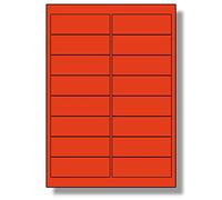 Label Planet® 16 Per Sheet, 25 Sheets (400 Crimson RED Labels). Coloured Paper Labels, 99.1 x 33.9mm, LP16/99 C.