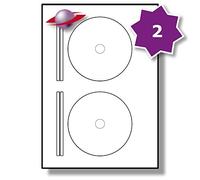 Label Planet® 2 Per Page/Sheet, 25 Sheets (50 Sticky Full Face CD/DVD Labels), White Blank Matt Plain A4 Round/Circular Media Stickers, for Laser/Copier or Inkjet Printer, UK LPCD117, 117 MM Diameter