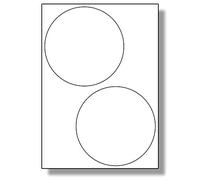 Label Planet® 2 Per Page/Sheet, 50 Sheets (100 Extra Large Round Sticky Labels), Plain White Blank Matt A4 Circular Big Circle Stickers, for Laser/Inkjet Printer, UK LP2/144R, 144MM Diameter Circles