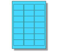 Label Planet® 21 Per Page/Sheet, 100 Sheets (2100 Sticky Blue Labels), Blank Plain Matt Quality A4 Coloured Paper Stickers, for Laser/Copier/Inkjet Printer, UK LP21/63C, 63.5 x 38.1 MM, Colour Coding