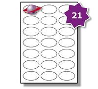 Label Planet® 21 Per Page/Sheet 25 Sheets (525 Oval Sticky Labels) A4 White Matt Laser/Inkjet/Copier Printer Printable Stickers, 60 x 34 MM, UK LP21/60OV Multi-Purpose, Pricing/Seals/Price/Bottles