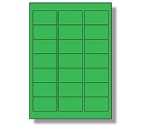 Label Planet® 21 Per Page/Sheet, 5 Sheets (105 Sticky Green Labels), Blank Plain Matt Quality A4 Coloured Paper Stickers, for Laser/Copier/Inkjet Printer, UK LP21/63C, 63.5 x 38.1 MM, Colour Coding