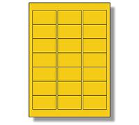 Label Planet® 21 Per Page/Sheet, 5 Sheets (105 Sticky Yellow Labels), Blank Plain Matt Quality A4 Coloured Paper Stickers, for Laser/Copier/Inkjet Printer, UK LP21/63C, 63.5 x 38.1 MM, Colour Coding