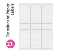 Label Planet® 21 Per Page/Sheet, 5 Sheets (105 Translucent Paper Sticky Labels) Label Planet Self-Adhesive A4 Address Shipping Stickers, for Laser Printer, UK LP21/63TP, 63.5 x 38.1mm