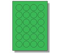 Label Planet® 24 Per Page/Sheet, 10 Sheets (240 Green Round Sticky Labels), Matt Permanent A4 Circular Coloured Pricing Stickers, LP24/40RC, 40MM Diameter Circles, for All Uses