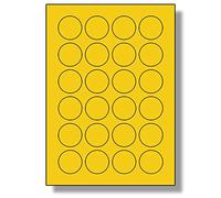 Label Planet® 24 Per Page/Sheet, 10 Sheets (240 Yellow Round Sticky Labels), Matt Permanent A4 Circular Coloured Pricing Stickers, LP24/40RC, 40MM Diameter Circles, for All Uses