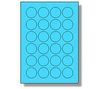 Label Planet® 24 Per Page/Sheet, 5 Sheets (120 Blue Round Sticky Labels), Matt Permanent A4 Circular Coloured Pricing Stickers, LP24/40RC, 40MM Diameter Circles, for All Uses