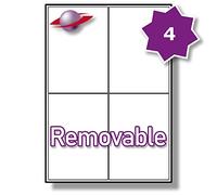 Label Planet® 4 Per Page/Sheet, 5 Sheets (20 Removable Sticky Labels), White Blank Plain Matt Paper A4 Multi-Purpose Product Stickers, for Laser/Copier or Inkjet Printer, UK LP4/99 REM 99.1 x 139 MM