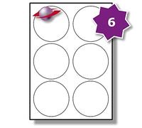Label Planet® 6 Per Page/Sheet, 5 Sheets (30 Round Sticky Labels), White Blank Plain Matt Paper A4 Circular Circle Pricing Stickers, for Laser/Copier/Inkjet Printer, UK LP6/85R, 85MM Diameter Circles