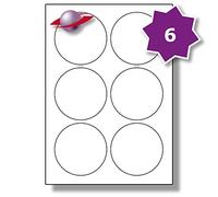 Label Planet® 6 Per Page/Sheet, 50 Sheets (300 Round Sticky Labels), White Blank Plain Matt Self-Adhesive A4 Circular Circle Permanent, for All Desktop Printers, UK LP6/80R 80mm