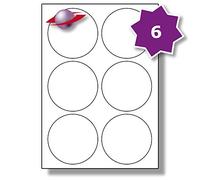 Label Planet® 6 Per Page/Sheet, 500 Sheets (3000 Round Sticky Labels), White Blank Plain Matt Self-Adhesive A4 Circular Circle Permanent, for All Desktop Printers, UK LP6/92R 92mm