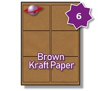 Label Planet® 6 Per Sheet, 5 Sheets (30 Brown Kraft Labels). Brown, Ribbed, Craft Paper Labels. 99.1 x 93.1mm, LP6/99 BRK.