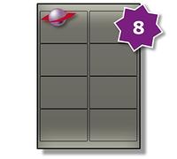 Label Planet® 8 Per Page/Sheet, 10 Sheets (80 Metallic Silver Sticky Labels), A4 Address Shipping Mailing Stickers for Letters/Parcels/Cards, for Laser Printer Only, LP8/99 LS, 99.1 x 67.7 MM
