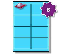Label Planet® 8 Per Page/Sheet, 10 Sheets (80 Sticky Blue Labels), Blank Plain Matt Quality A4 Coloured Paper Stickers, for Laser/Copier or Inkjet Printer, UK LP8/99C, 99.1 x 67.7 MM, Colour Coding