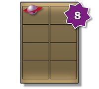 Label Planet® 8 Per Page/Sheet, 100 Sheets (800 Metallic Gold Sticky Labels), A4 Address Shipping Mailing Stickers for Letters/Parcels/Cards, for Laser Printer Only, LP8/99 M, 99.1 x 67.7 MM