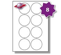 Label Planet® 8 Per Page/Sheet, 25 Sheets (200 Round Sticky Labels), White Blank Plain Matt Self-Adhesive A4 Circular Circle Permanent, for All Desktop Printers, UK LP8/66R 66mm