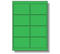 Label Planet® 8 Per Page/Sheet, 250 Sheets (2000 Sticky Green Labels), Matt Quality A4 Coloured Paper Stickers, for Laser/Copier or Inkjet Printer, UK LP8/99C, 99.1 x 67.7 MM, Colour Coding