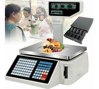 Label Printing Electronic Scale Digital Barcode Weighing Scale Price Computing Scale with Back Front Dual Display for Supermarket,Machine+cashbox