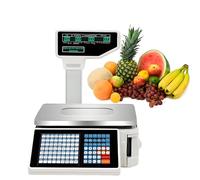 Label Printing Scale, Barcode Scale Cash Register with Pole Display and Label Printer, for Retail Store Supermarket