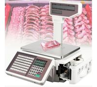 Label Printing Scale,Commercial Barcode Scale,Food Scale with Label and Receipt Printer, Electronic Weight Scale for Retail Store & Supermarket, Dual LCD Displays, 66LB/30KG Capacity