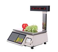 Label Printing Scale, Commercial Barcode Scale, Food Scale with Receipt Printer, Electronic Weight Scale for Retail Store & Supermarket, Dual LCD Displays, 66lb/30kg