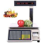 Label Printing Scale, Commercial Digital Price Printing Scale, 15kg/33lbs,With Post Display And Printer, For Supermarkets, Farmers Markets, Meat Shop, Deli 15kg/5g