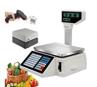 Label Printing Scale, Digital Barcode Weighing Front And Back Dual Display, 63 Shortcut Keys Commercial Cash Register, Suitable For Supermarkets, Retail Stores,