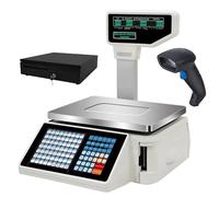 Label Printing Scale, Digital Barcode Weighing Scales, Label and Receipt Printer, Back Front Dual LCD Displays, Suitable for Supermarket Retail Store Warehouse Food Weighing(ALL)