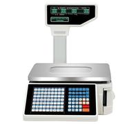 Label Printing Scale, Electronic Price Computing Scale With Pole Display And Thermal Label Printer For Retail, Food And Meat Shops, Includes Scanner And Cashbox,Machine