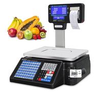 Label Printing Scale Pole Display, Commercial Digital Price Computing Scale, 30/60Lbs Capacity With Double-Sided Display Electronic Balance Cash