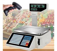 Label Printing Scale Pole Display, Double-Sided Display Price Computing Commercial Digital Counting Scales 30Kg/66.14 Lbs Capacity With And Pr