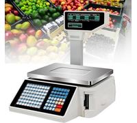 Label Printing Scale with Barcode Printer for Supermarket Retail Store, Digital Price Computing Scale with Receipt Printer and Cash Drawer