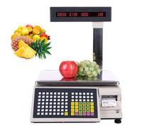 Label Printing Scales Digital Barcode Weighing Scales, 15Kg 30Kg Capacity Price Computing Scale Commercial,Double-Sided Led Display + 71 Shortcut Keys