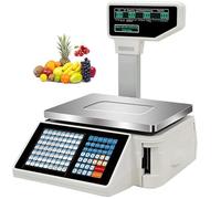 Label Printing Scales, Digital Barcode Weighing Scales,Back Front Dual Display, 63 Shortcut Keys for Supermarket/Retail Store/Warehouse Weighing, Commercial Cash Register(30KG)