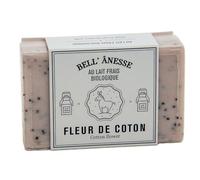 Label Provence - Double Sided Exfoliating French Soap Bar - For Softening, Moisturising and Nourishing All Skin Types - Cotton Flower and Donkey Milk Fragrance - 125g