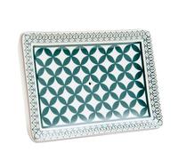 Label Provence Nature - Savon de Marseille French Ceramic Soap Dish - Green Tile Design - Self Draining Multi-Purpose Holder - Perfect for Bathroom Kitchen or Home Decor - 12.5 x 8.8 x 2.5cm