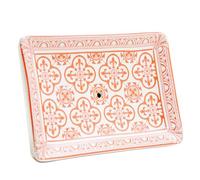 Label Provence Nature - Savon de Marseille French Ceramic Soap Dish - Pink Mosaic Design - Self Draining Multi-Purpose Holder - Perfect for Bathroom Kitchen or Home Decor - 12.5 x 8.8 x 2.5cm