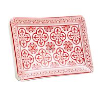 Label Provence Nature - Savon de Marseille French Ceramic Soap Dish - Red Mosaic Design - Self Draining Multi-Purpose Holder - Perfect for Bathroom Kitchen or Home Decor - 12.5 x 8.8 x 2.5cm
