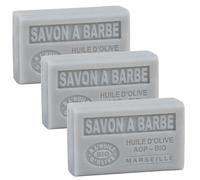 Label Provence Nature Savon de Marseille - French Shaving and Bath Soap for Men - Savon a Barbe - Aloe Vera Olive Oil and Shea Butter Cleansing Bar - Cinnamon Fragrance - Set of 3 x125g