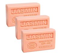 Label Provence Nature Savon de Marseille - French Soap Made With Pure Organic Olive Oil and Shea Butter - Jasmine Fragrance - 125 Gram Bar - Set of 3