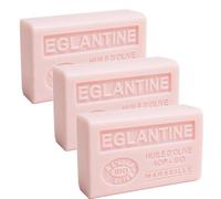Label Provence Nature Savon de Marseille - French Soap Made With Pure Organic Olive Oil and Shea Butter - Eglantine Fragrance - 125 Gram Bars - Set of 3