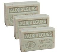 Label Provence Nature Savon de Marseille - French Soap Made With Pure Organic Olive Oil and Shea Butter - Seaweed Fragrance - 125 Gram Bar - Set of 3