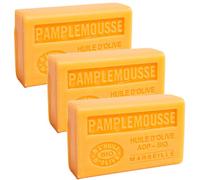 Label Provence Nature Savon de Marseille - Nourishing French Soap Made With Pure Organic Olive Oil and Shea Butter - Grapefruit Fragrance - 125 Gram Bar - Set of 3