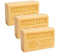 Label Provence Nature Savon de Marseille - Nourishing French Soap Made With Pure Organic Olive Oil and Shea Butter - Vanilla Coconut Fragrance - 125 Gram Bar - Set of 3