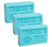 Label Provence Nature Savon de Marseille - Nourishing French Soap Made With Pure Organic Olive Oil and Shea Butter - Uncle (Tonton) Fragrance - 125 Gram Bar - Set of 3
