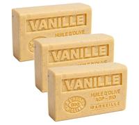 Label Provence Nature Savon de Marseille - Nourishing French Soap Made With Pure Organic Olive Oil and Shea Butter - Vanilla Fragrance - 125 Gram Bar - Set of 3
