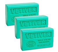 Label Provence Nature Savon de Marseille - Nourishing French Soap Made With Pure Organic Olive Oil and Shea Butter - Vetiver Fragrance - 125 Gram Bar - Set of 3