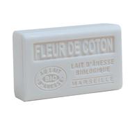 Label Provence Savon de Marseille - French Soap Made With Fresh Organic Donkey Milk - Cotton Flower Fragrance - 60 Gram Bar