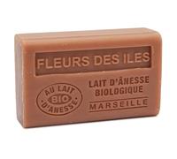 Label Provence Savon de Marseille - French Soap Made With Fresh Organic Donkey Milk - Island Flower Fragrance - 125 Gram Bar